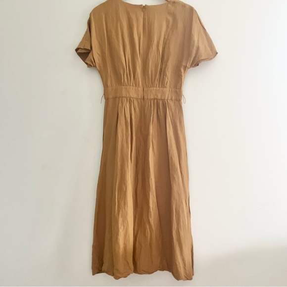 Madewell Linen Blend Dolman Sleeve Midi Dress Caramel Coffee Brown VNeck READ 4 - Picture 12 of 12